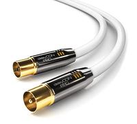 deleyCON 15m Cable de Antena TV 4K Coaxial Cable de TV HDTV Full HD - Conector IEC a Toma IEC - Conectores Metálicos - Analógico y Digital - Blanco