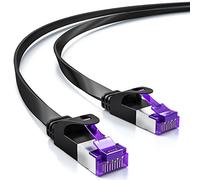deleyCON 15m Cable Red Plano CAT7 (Cat 7 con 10 Gbit/s) Gigabit LAN - RJ45 Ethernet Patch Cable Instalación Plano - para Internet Switch Router Modem Patchpanel - Negro
