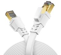 deleyCON 15m CAT 8.1 LAN Plano Red Conductor Cobre 40 Gbit 2000 MHz Patch Gigabit Ethernet RJ45 Conector LAN DSL CAT.8 Línea - Blanco
