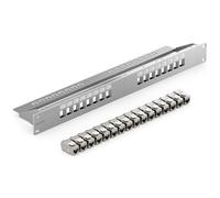 deleyCON 16 Puerto Panel de Parches Conjunto Modular 1 HE 19" Pulgadas Instalación en Rack + 16 Módulos RJ45 Keystone CAT6a Compatible con CAT5 CAT6 CAT7 LAN Cables de Red Cables de Descarga Gris