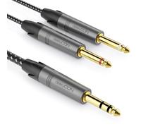 deleyCON 1m 6,3mm Jack Estéreo a 2x 6,3mm Jack Mono Cable - Insert Y Audio Splitter Digital Interface Instrumento para Mezclador, Grabador Audio, Guitarra, Amplificador, Micrófono