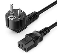deleyCON 1m Cable Alimentación Corriente Energía Conector Tipo F (CEE 7/7) 90° Acodado a Acoplador C13 Hembra PC Ordenador Monitor Impresora Proyector - Negro