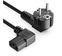 deleyCON 1m Cable Alimentación Corriente Energía Conector Tipo F (CEE 7/7) 90° Acodado a C13 Hembra 90° Acodado Derecha PC Ordenador Monitor Impresora Proyector - Negro