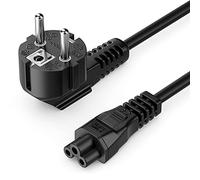 deleyCON 1m Cable de Alimentación con Enchufe Tipo F (CEE 7/7) en ángulo de 90° a Conector IEC C5 (Trébol) 2,5 A, para TV, Monitor, Pantalla, Portátil y Adaptador de Corriente - Negro