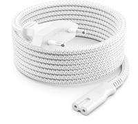 deleyCON 1m Cable de Alimentación Eléctrico Enchufe Euro Tipo C a C7 (Nylon) Conector Plano 2,5A para Toma C8 TV Soundbar PS4 PS5 Adaptadores Pequeños Electrodomésticos etc. - Blanco