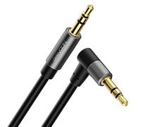 deleyCON 1m Cable de Audio aux Estéreo de 3,5 mm - Clavijas Metálicas con Conector en Ángulo, Ultrafino y Flexible - Compatible con Smartphone, Tablet, Auriculares, Receptor HiFi