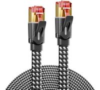 deleyCON 1m Cable de Red Cat7 Plano de Nailon (10 Gbps, Conductor de Cobre) Ethernet LAN - Conector RJ45 - Cable Patch para DSL, Router, Internet, Wi-Fi - Negro