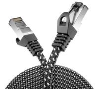 deleyCON 1m Cable LAN Cat7 con Cobre y Funda de Nailon - AWG27, 600 MHz, 10 Gbit/s, S-FTP (PIMF), RJ45, Patch Ethernet para Internet, DSL y Router - Negro