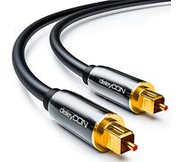 deleyCON 1m Óptico Digital Audio Cable - S/PDIF - 2x Toslink Conector - Fibra Óptica Conector Metálico 5mm Flexible - Negro