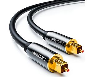 deleyCON 1m Óptico Digital Audio Cable - S/PDIF - 2x Toslink Conector - Fibra Óptica Conector Metálico 5mm Flexible - Negro