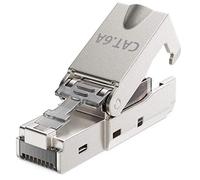 deleyCON 1x Conector de Red CAT 6a RJ45 con Conexión LSA para Cables Rígidos de Instalación - Blindado - Conector de Cable de Red LAN 10 Gbit/S CAT6a con Carcasa Metálica