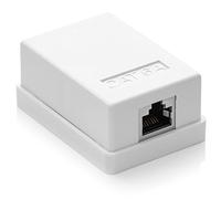 deleyCON 1x Toma de Red CAT 6a - 1x Puerto RJ45, FTP Blindada, Montaje en Superficie, 10 Gbit - Caja de Red Ethernet LAN RAL 9003 - Blanco