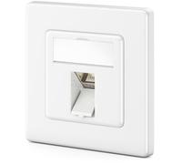 deleyCON 1x Toma de Red CAT7 1 Puerto - 10 Gigabit - Toma Empotrada Ethernet LAN/de Datos Blindada + 1x Conector Keystone CAT 7 RJ45 para Cable de Red DSL/Patch/Instalación - Blanco