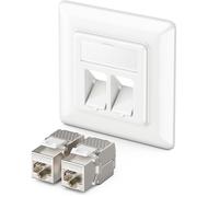 deleyCON 1x Toma de Red RJ45 Empotrable 10 Gbit/s Keystone (1x Toma de Red + 2x Keystone) RJ45 Cat6a - para Cables de Instalación CAT6 CAT7 Gigabit, Totalmente Apantallada - Blanco