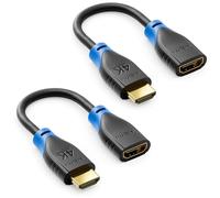 deleyCON 2 Piezas Extensiones HDMI para TV Stick - Cable Adaptador HDMI para Streaming Roku Chromecast - 4K 60Hz HDR10+ para TV Monitor Proyector Notebook PC 10cm Corto - Negro Azul