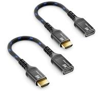 deleyCON 2 x 0,15 m 8K HDMI 2.1 alargador para TV Stick - Cable alargador corto para TV, monitor, PS4, PS5, Xbox, Dolby Atmos Soundbar EARC HDR10+ 48 Gbps - 8 K @ 60Hz, 4K @ 120Hz/144Hz, 2K @ 240 Hz