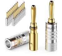 deleyCON 20 Piezas Conectores Tipo Banana en Conjunto - Chapado en Oro Atornillable para Cable de Altavoz 0,75 mm - 4,5 mm & p.ej. HiFi Receptor - Plateado