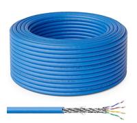 deleyCON 20m CAT 8 Cable Instalación Cobre (CU) Rígido S/FTP PIMF Blindaje 40Gbps 2000MHz AWG22 Cable Red LAN Ethernet Datos LSZH Libre Halógenos BauPVO B2ca - Azul