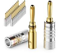 deleyCON 24 Piezas Conectores Tipo Banana en Conjunto - Chapado en Oro Atornillable para Cable de Altavoz 0,75 mm - 4,5 mm & p.ej. HiFi Receptor - Plateado