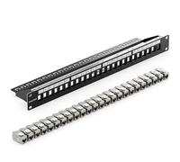 deleyCON 24 Puertos CAT 8 Patch Panel Set Panel de Distribución 19" Pulgadas 1U + 24x RJ45 Keystone Jack Módulo CAT8 40 Gbit/s 2000 MHz Compatible con Cable de Instalación CAT7 CAT-8 Ethernet