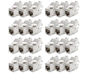 deleyCON 24x Módulo Keystone CAT7 - Compatible con Cables de Instalación CAT7/CAT6/CAT6a, Empalmes y Patch Cables - Blindaje STP - Puerto RJ45-1000 MHz, 10 Gbit/s - con Terminal de Corte (LSA)