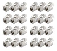 deleyCON 24x RJ45 Módulo Keystone Sin Herramientas (10 Gbit/s, 500 MHz) LSA, Totalmente Apantallado STP, Toma LAN/Ethernet para Cable CAT8 CAT7 CAT6 CAT5, Caja de Pared y Patch Panel