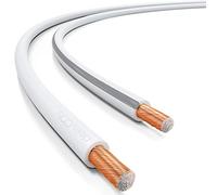 deleyCON 25m Cable de Altavoz 2x 2,5mm² Aluminio Recubierto de Cobre CCA Marca de Polaridad 2x50x0,25mm Trenza BauPVO/CPR - Blanco