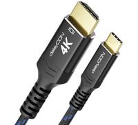 deleyCON 2m 4K Cable USB-C a HDMI para Monitor/TV/Proyector Adaptador (4K@60Hz) de Aluminio, Thunderbolt 3/4, para iPhone 17,16,15 Pro Max Air, MacBook, iPad Pro/Air, Galaxy S25 S24, Portátil, Tablet