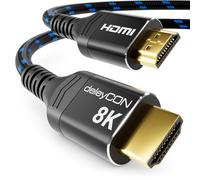 deleyCON 2m 8K Cable HDMI 2.1 (48G, ULTRA Alta Velocidad) 8K@60Hz 4K@120Hz 2K@144Hz/165Hz EARC HDCP 2.3/2.2 - Compatible con DTS:X HDR Dinámico Dolby Atmos TV PS5 Xbox Monitor - Negro Azul