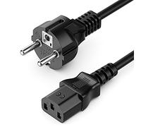 deleyCON 2m Cable de Alimentación Cable de Corriente Enchufe con Toma de Tierra Tipo F (CEE 7/4) a Conector de Alimentación C13 Ordenador Monitor Impresora Proyector - Negro