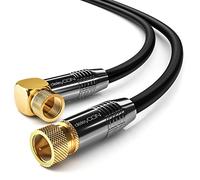 deleyCON 2m Cable de Antena SAT Cable Satélite Coaxial - HDTV Full HD 4K - Conector F Acodado 90° a Conector F Recto - Negro