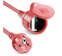 deleyCON 2m Cable de Extensión Exterior Eléctrico IP44 (H07RN-F 3G1.5mm²) Cable de Extensión Eléctrica Goma Resistente a la Intemperie para Uso Exterior - Conector de Tierra Macho a Hembra - Rojo