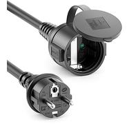 deleyCON 2m Cable de Extensión Exterior Eléctrico IP44 (H07RN-F 3G1.5mm²) Cable de Extensión Eléctrica Goma Resistente a la Intemperie para Uso Exterior - Conector de Tierra Macho a Hembra - Negro