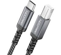 deleyCON 2m Cable de Impresora USB C (Para Impresoras, Escáner, MIDI) Cable USB-C a USB-B Trenzado + Conectores Metálicos para HP Samsung Epson Dell Lexmark Brother Canon etc.