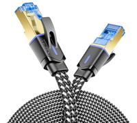 deleyCON 2m Cable de Red Plano CAT8 en Nylon - Conductores de Cobre, 40 Gbps, Apantallado S/FTP, con Conectores RJ45, Compatible con CAT8, CAT7 y CAT6 para Instalaciones Ethernet - Negro