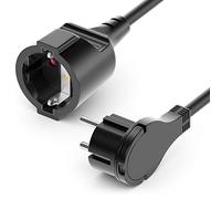 deleyCON 2m Cable Extensión Corriente con Enchufe Plano Contacto Protección Línea Energía Prolongación 3680W Hogar Oficina Multimedia Negro