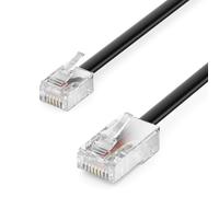 deleyCON 2m Cable Teléfono RJ11 a RJ45 Modular Plano Conector RJ11 a Conector RJ45 Red Toma Teléfono Módem Router FAX ISDN DSL VDSL Internet Negro