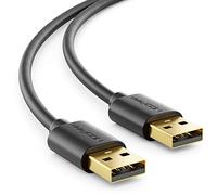 deleyCON 2m Cable USB 2.0 A-Macho a A-Macho - Cable de Datos Alta Velocidad - Transmisión Rápida y Segura, Conectores USB Precisos y Estables, Retrocompatible, Negro