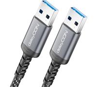 deleyCON 2m Cable USB 3.0 5 Gbit/s (USB 3.2 Gen1) A Macho a A Macho, Conectores de Aluminio y Cable de Nailon, para Portátil, Disco Duro, Impresora, Módem, Cámaras etc.