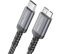 deleyCON 2m Cable USB 3.0 Micro B 5 Gbps - USB-C a Micro-B - Cable de Datos de Nailon para HDD/SSD y Carcasas de Disco - para Toshiba, WD, Seagate, Samsung, etc.