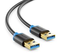 deleyCON 2m Cable USB 3.0 Super Speed - Conector A Macho a A Macho - Velocidades de Transferencia Hasta 5 Gbit/s - Negro/Azul
