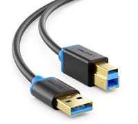 deleyCON 2m Cable USB 3.0 Super Speed USB-A a USB-B - Negro | Cable de datos con hasta 5 Gbit/s, compatible con impresoras, escáneres e impresoras multifunción