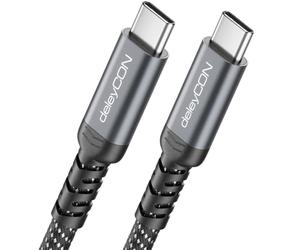 deleyCON 2m Cable USB-C 40 Gbps 240 W USB 4.0 Cable de Carga y Datos, DP Alt Mode, 8K@60Hz para Portátil, MacBook, Monitor, SSD, iPad, iPhone 17 16 Air Max Pro, Galaxy S25 etc.