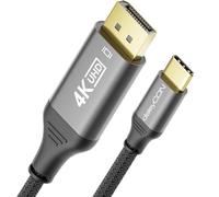 deleyCON 2m Cable USB-C a DisplayPort 4K para Monitor Adaptador (4K@60Hz) Aluminio, Thunderbolt 3/4, iPhone 17,16,15 Pro Max Air, MacBook, iPad Pro/Air, Galaxy S25 S24 S23, Notebook, Tablet