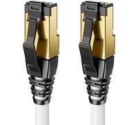 deleyCON 2m CAT8.1 Cable LAN Patch Red - RJ45 LAN DSL Cobre S/FTP Blindaje 2000 MHz 40 Gbit - CAT.8 Ethernet Cable Conector RJ45 Dorado - Blanco