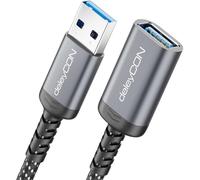 deleyCON 2m Extensión USB 5 Gbps (A Macho a A Hembra), Conectores de Aluminio y Cable de Nailon, USB 3.0/3.2 Gen1, para Teclado, Ratón, Impresora, Escáner, Cámara, Disco Duro Externo etc.