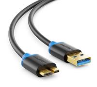 deleyCON 2m Micro USB 3.0 Cable de Datos Hasta 5 Gbps Cable de Carga para Móvil Teléfono Inteligente Tablet Discos Duros Externos - USB A Macho a Conector Micro B Negro