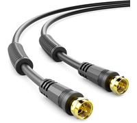 deleyCON 2m SAT TV Cable de Antena Cable Coaxial HDTV Quad Shield DVB-S DVB-S2 Radio DAB Funda Filtro de Corriente Núcleo de Ferrita - Negro