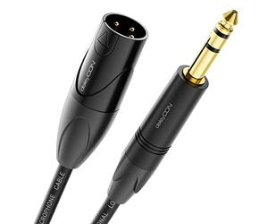 deleyCON 2m XLR a 6,35mm Jack Estéreo - Cable Micrófono Audio Adaptador AUX - Calidad Estudio - de Cobre OFC puro (AWG24) Conector XLR a Conector Jack 6,35mm - Bloqueo Metálico