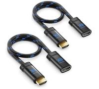 deleyCON 2x 0,25m Cable Extensión HDMI 2.1 8K para TV Stick - Extensión Corta para TV, Monitor, PS4, PS5, Xbox, Dolby Atmos Soundbar EARC HDR10+ 48Gbps - 8K@60Hz, 4K@120Hz/144Hz, 2K@240Hz